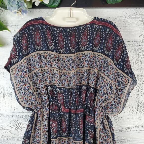 Viintage She's Cool Boho Paisley Floral Blouse Size 1X Y2K Festival Hippie - Picture 4 of 7